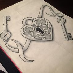236x236 key and lock drawings this is just a sketch for a simple tattoo - Heart Lock Drawing
