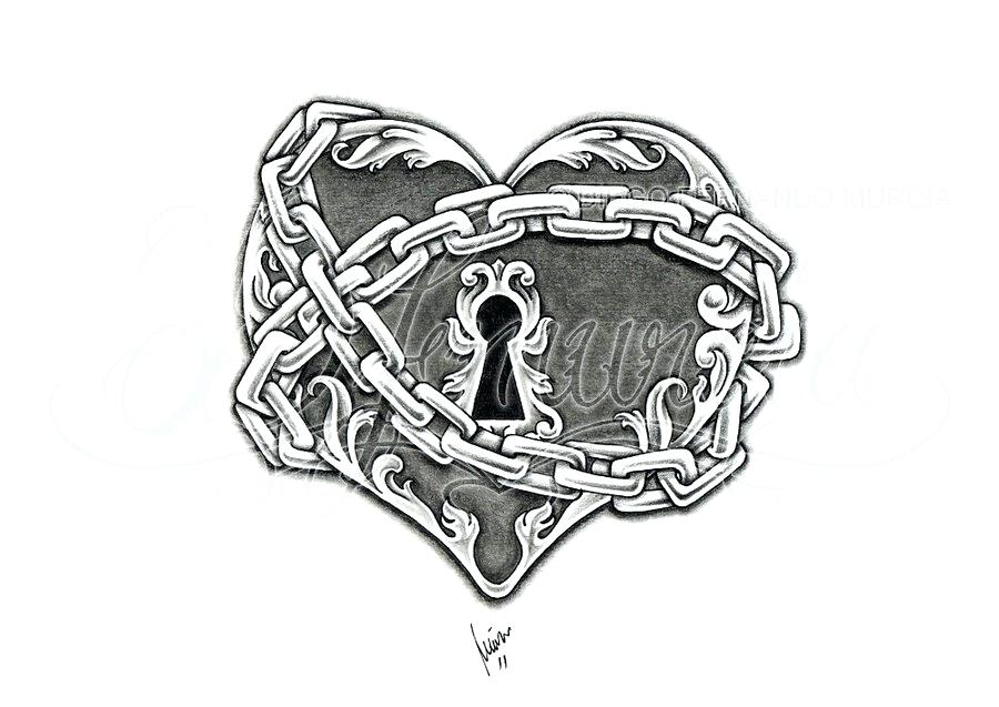 Heart Lock Drawing at PaintingValley.com | Explore collection of Heart ...