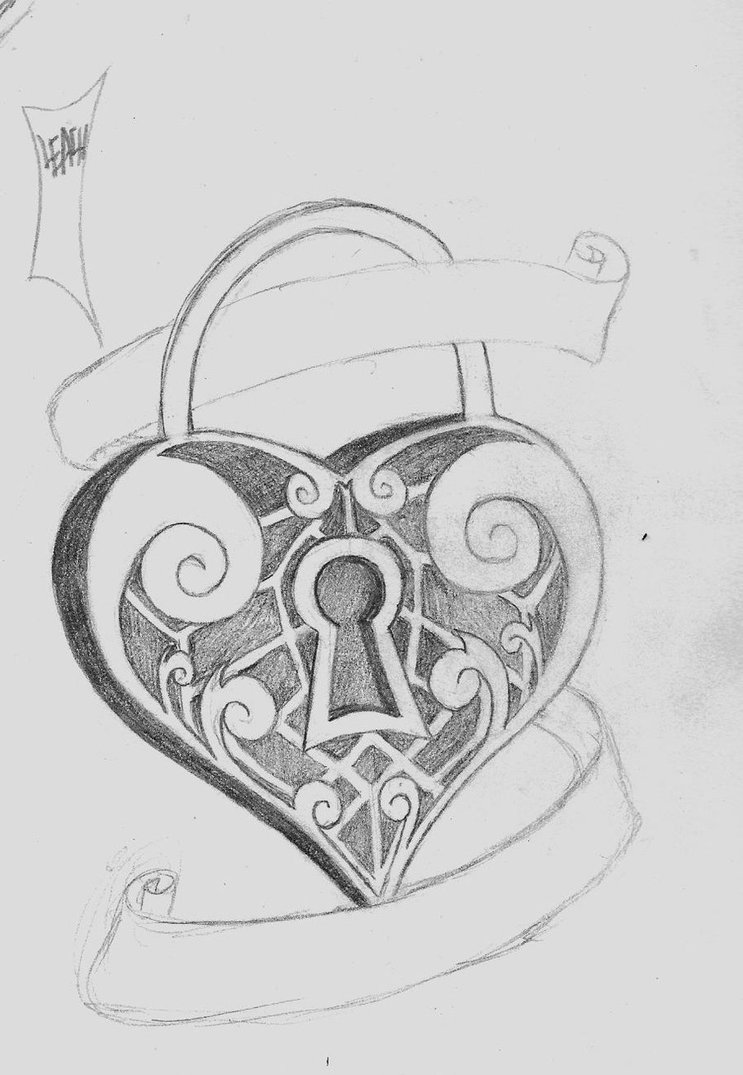 Heart Lock Drawing At Paintingvalley Com Explore Collection Of