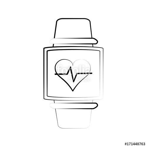 500x500 heart rate wrist monitor fitness band icon image vector - Heart Monitor Drawing