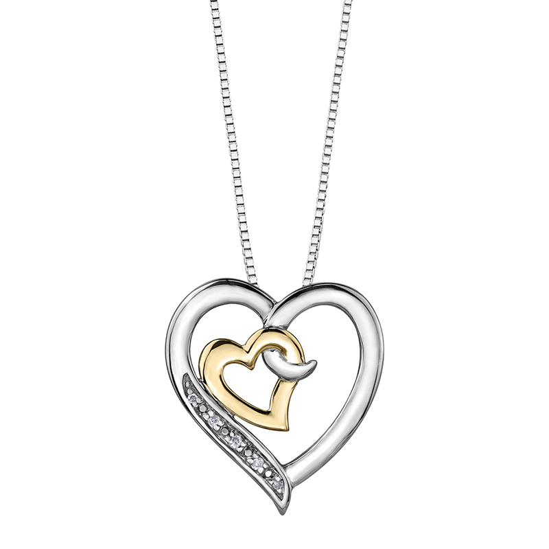 800x800 Double Heart Necklace Silver Rutledge Jewellers - Heart Necklace Drawing
