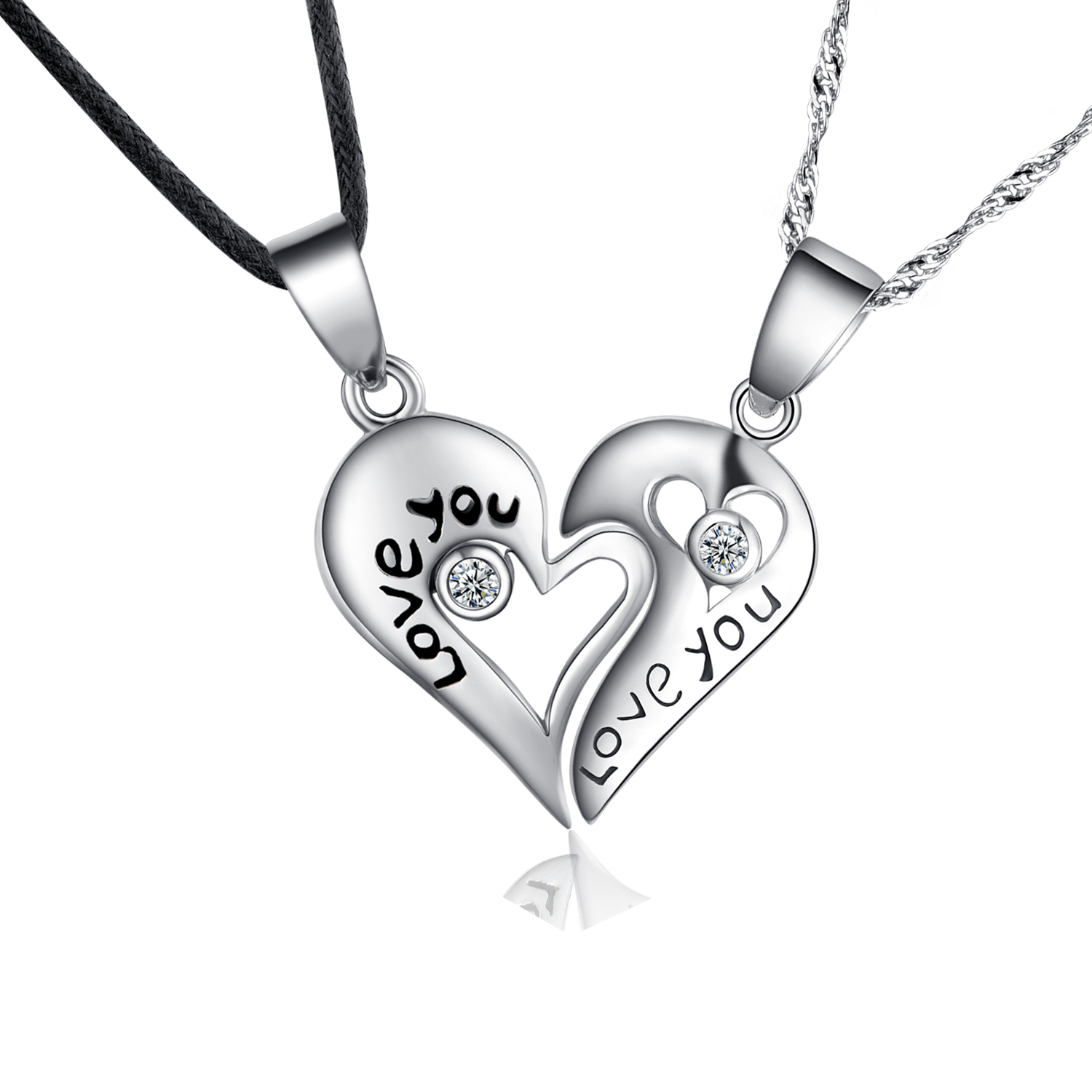 1500x1500 google chicute sterling couple pendant necklaces with pair split - Heart Necklace Drawing