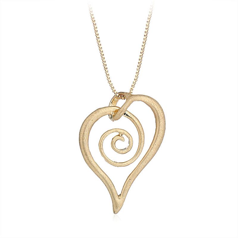 800x800 Simple Unique Alloy Silver Gold Necklace Wire Drawing Snail Heart - Heart Necklace Drawing