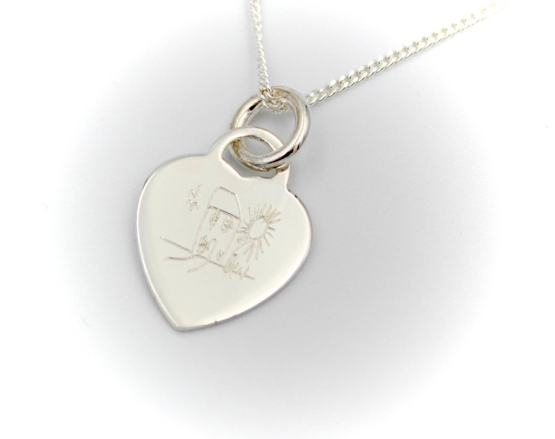 794x629 Sterling Silver Heart Necklace With Free Personalised Etsy - Heart Necklace Drawing