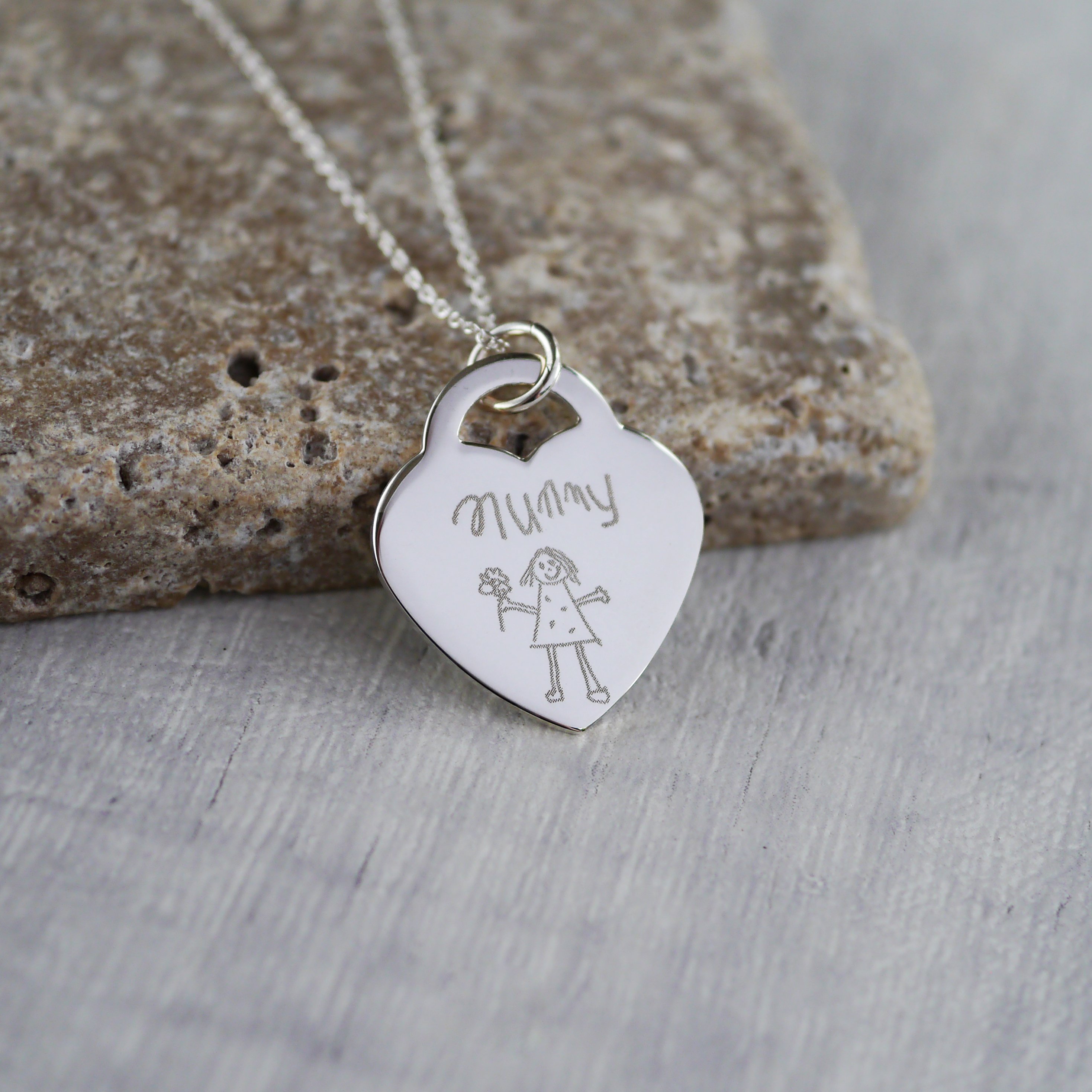 2937x2937 Children's Drawing Necklace - Heart Necklace Drawing