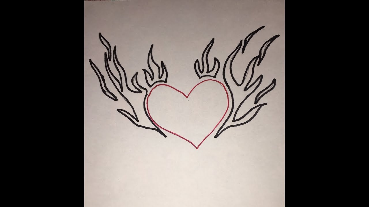 1280x720 Heart On Fire Drawing - Heart On Fire Drawing