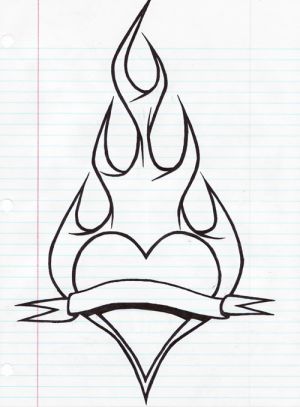 300x407 Heart On Fire Sketch - Heart On Fire Drawing