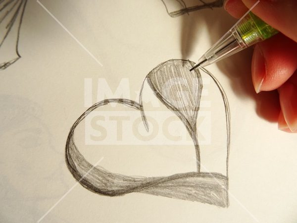 600x450 Heart Pencil Drawing Image Stock - Heart Pencil Drawing