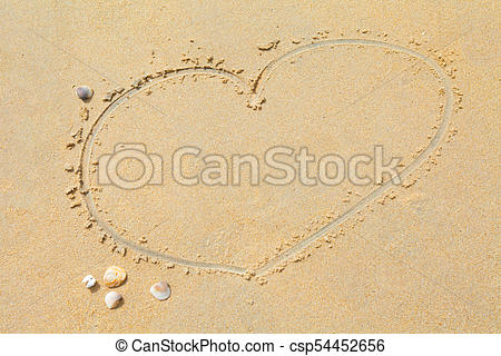 450x320 Heart Shape Drawing On Sand Beach Texture Background Copy Space - Heart Shape Drawing