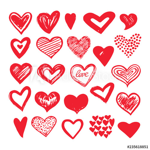 500x500 Sketch Hearts Romantic Doodle Love Elements Hearted Shapes - Heart Shape Drawing