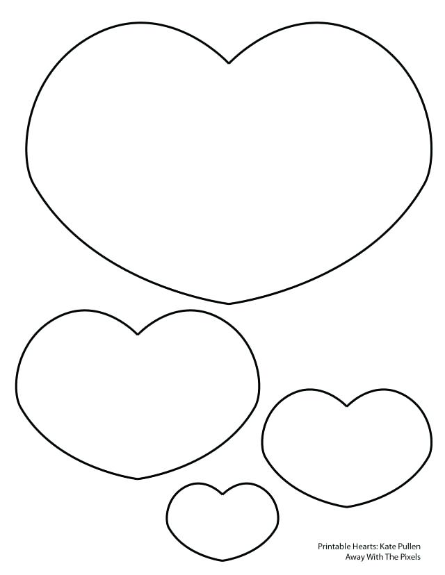 640x828 Free Printable Heart Templates Template And Craft Black White - Heart Shape Line Drawing