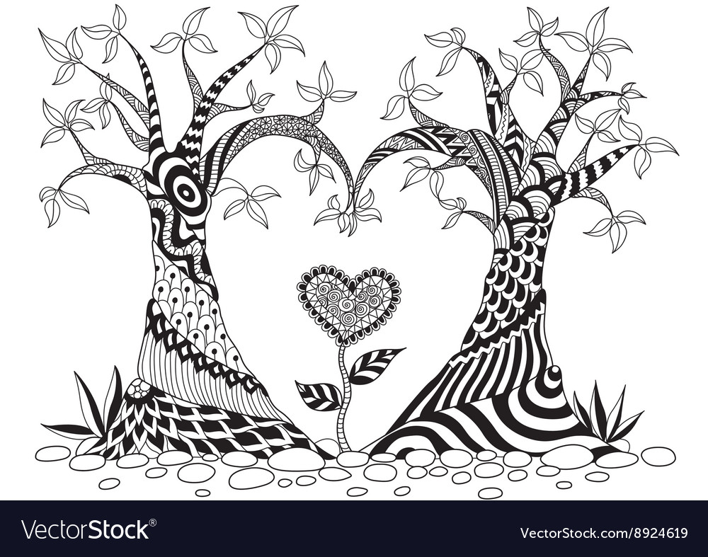 1000x787 abstract line drawing tree abstract trees in heart shape line art - Heart Shape Line Drawing