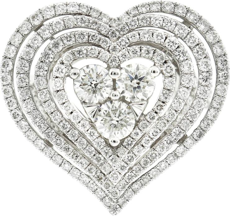 740x694 white gold diamond heart shaped cocktail ring mazal diamonds - Heart Shaped Diamond Drawing