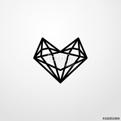 500x500 Heart Shaped Diamond Icon Illustration Isolated Vector Sign Symbol - Heart Shaped Diamond Drawing