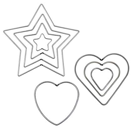 425x425 Pcs Craft Metal Starheart Shaped Rings Metal Hoops - Heart Shaped Diamond Drawing