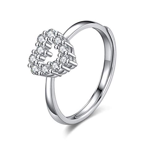 466x466 daeou open ring heart shaped diamond alloy ring - Heart Shaped Diamond Drawing