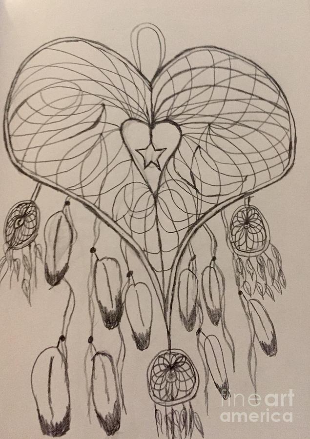 635x900 Heart Shaped Dreamcatcher Drawing - Heart Shaped Dream Catcher Drawing