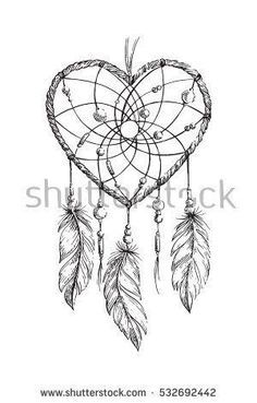 236x369 Image Result For Rose With Dream Catchers Tattoos Tattoo Ideas - Heart Shaped Dream Catcher Drawing