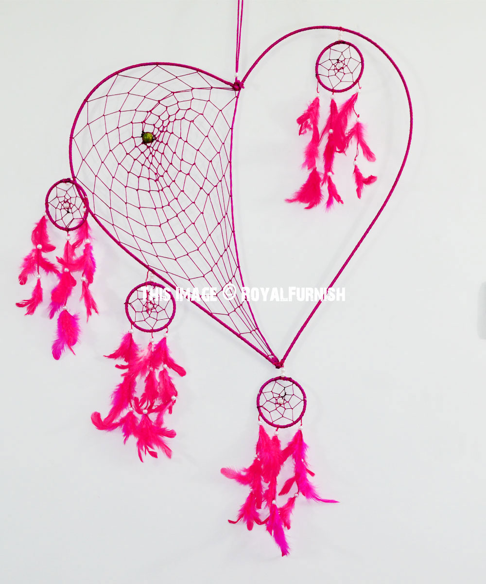1000x1200 Large Pink Love Heart Shaped Dream Catcher Wall Hanging - Heart Shaped Dream Catcher Drawing