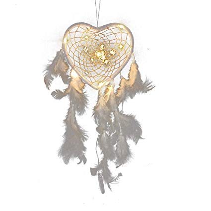 425x425 Stheanoo Handmade Dreamcatcher White Feathers Heart - Heart Shaped Dream Catcher Drawing