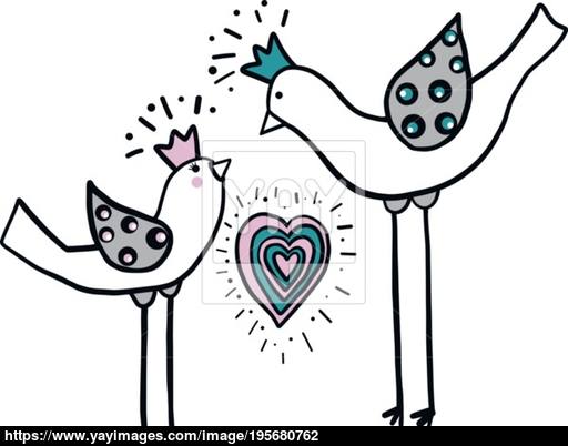 512x402 minimalistic simple drawing of two love birds with heart - Heart Simple Drawing