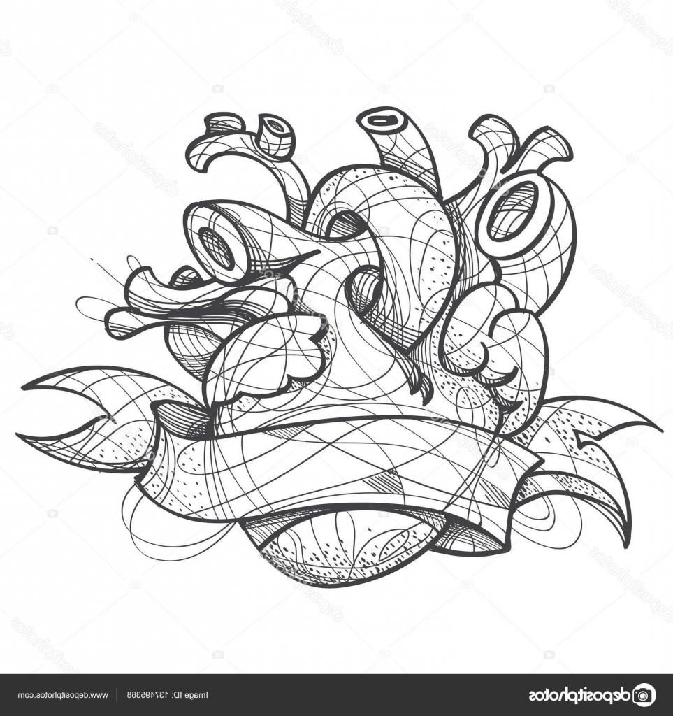 963x1024 Best Hd Stock Illustration Heart Tattoo Sketch Hand Drawing Photos - Heart Tattoo Drawing