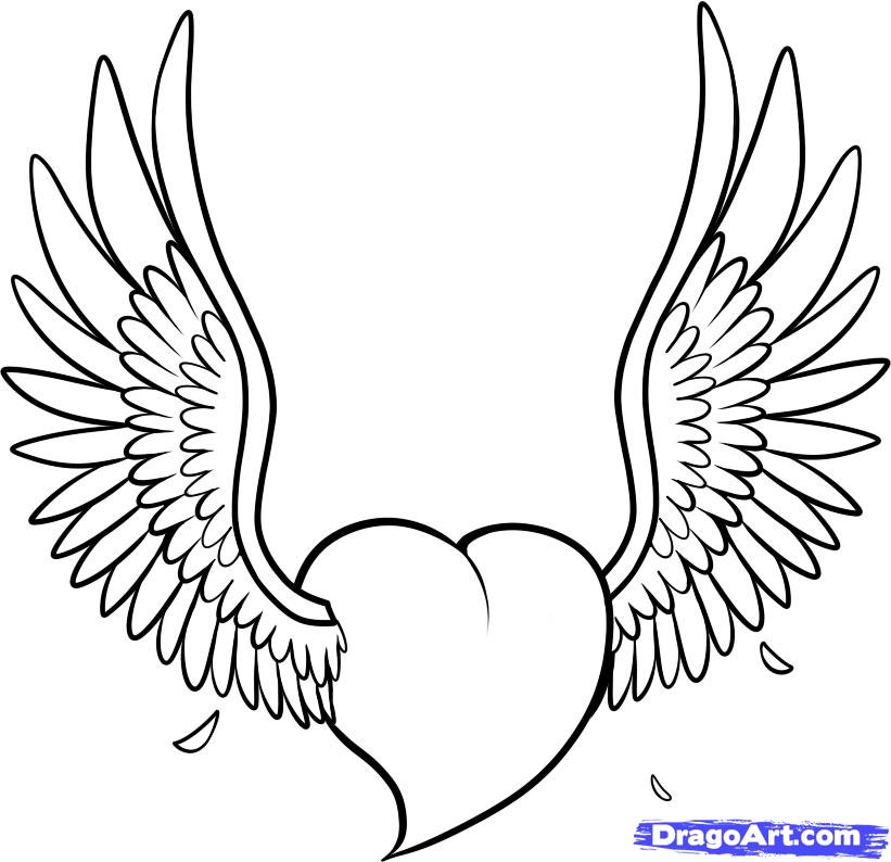821x794 Draw A Heart With Wings Tattoo - Heart Tattoo Drawing