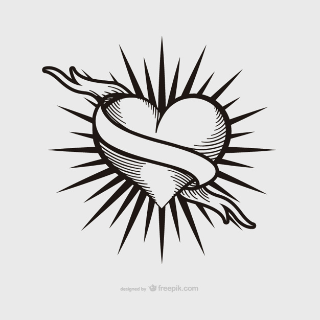626x626 Vintage Heart Tattoo Design Vector Free Download - Heart Tattoo Drawing