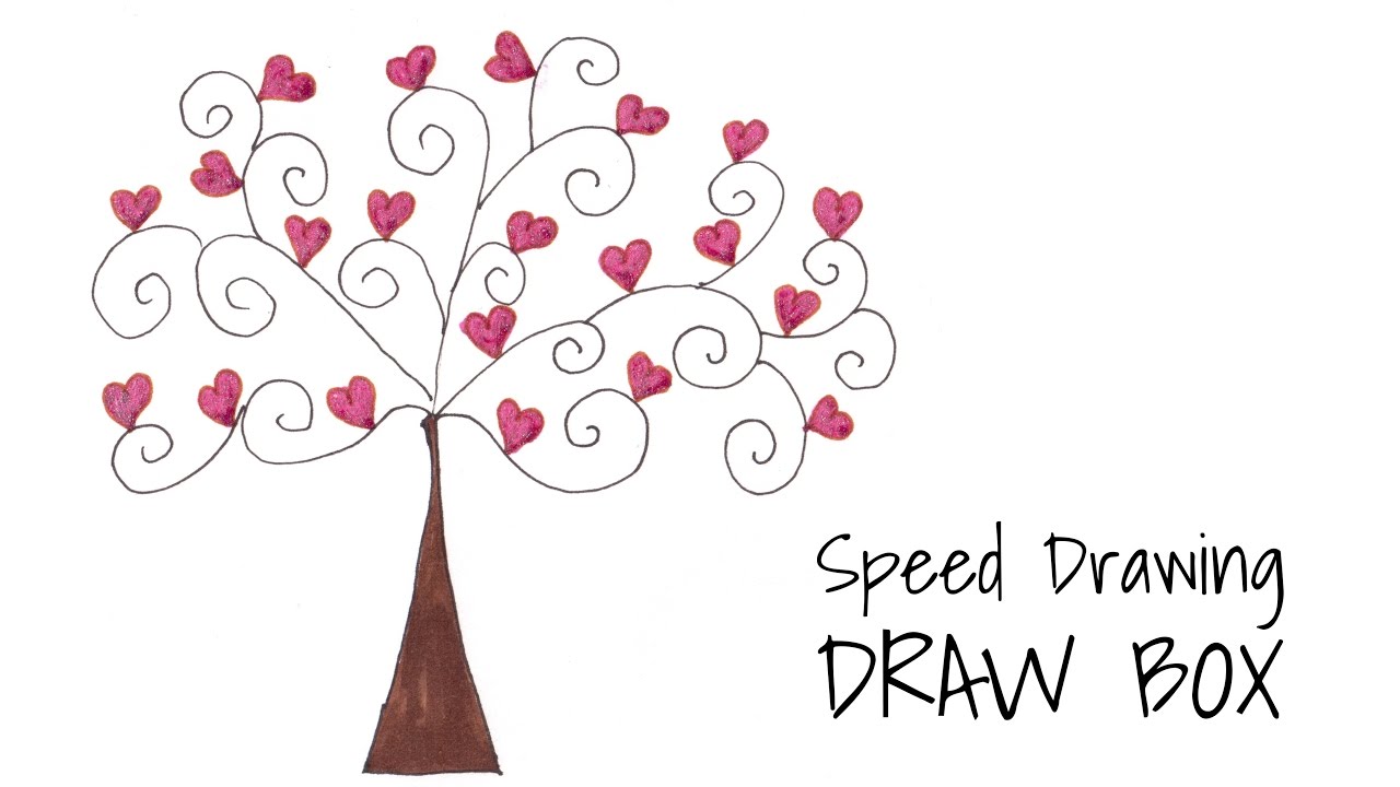 1280x720 Tree With Heart Shaped Leaves - Heart Tree Drawing