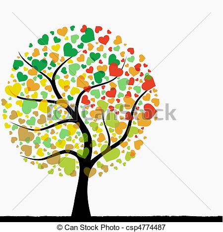 450x469 Tree With Hearts Clip Free Library - Heart Tree Drawing