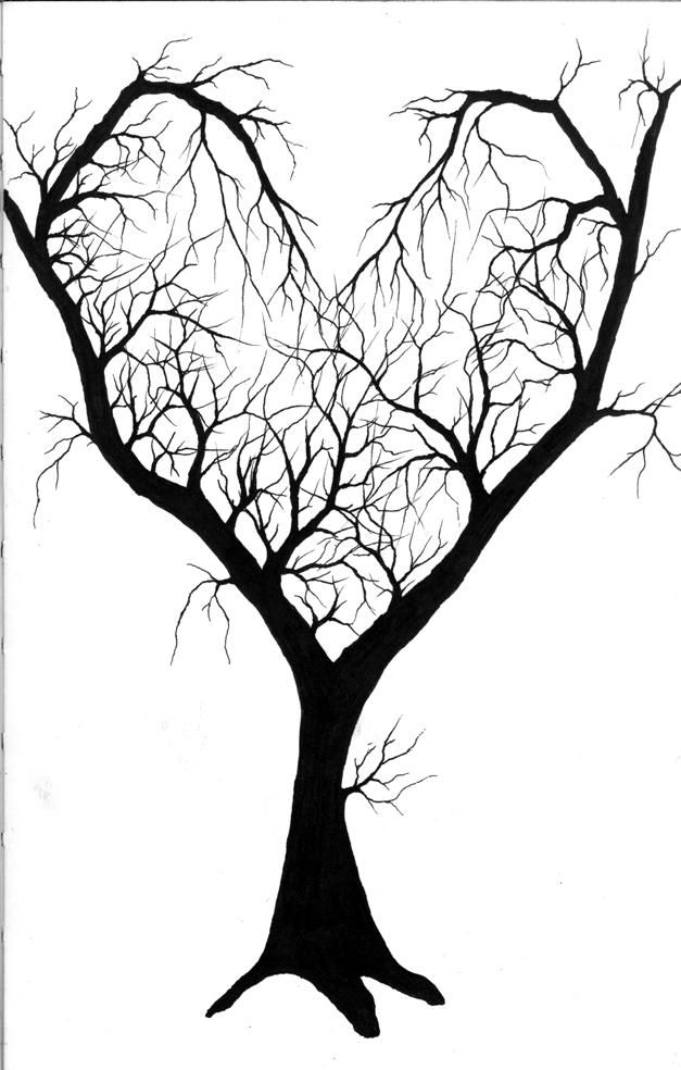 627x984 Winter Angel Heart Tree - Heart Tree Drawing