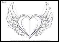 200x142 How To Draw Flying Hearts With Wings With Easy Step - Heart With Angel Wings Drawings