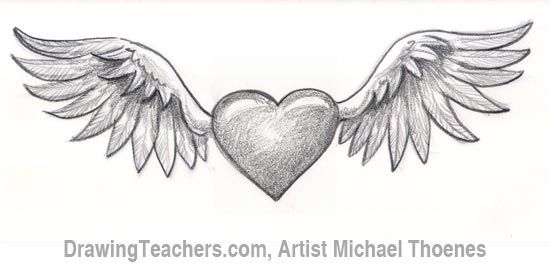 550x268 How To Draw A Heart With Wings Step Draw - Heart With Angel Wings Drawings