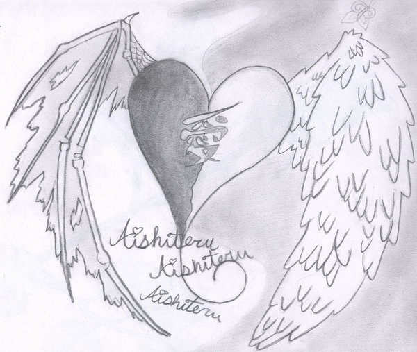 600x507 Huge Collection Of 'devil Wings Drawing' Download More Than - Heart With Angel Wings Drawings