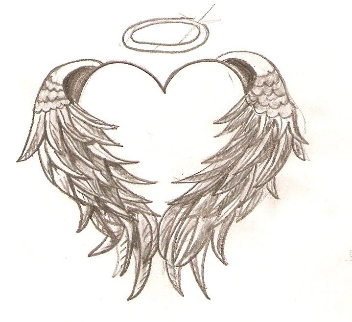 719x658 Memory Tattoo Tattoo - Heart With Angel Wings Drawings