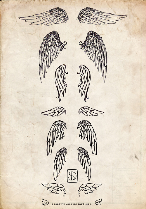 500x718 Angel Wings Sketch Via Tumblr On We Heart It - Heart With Angel Wings Drawings