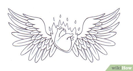 459x244 Ways To Draw A Heart With Wings - Heart With Angel Wings Drawings