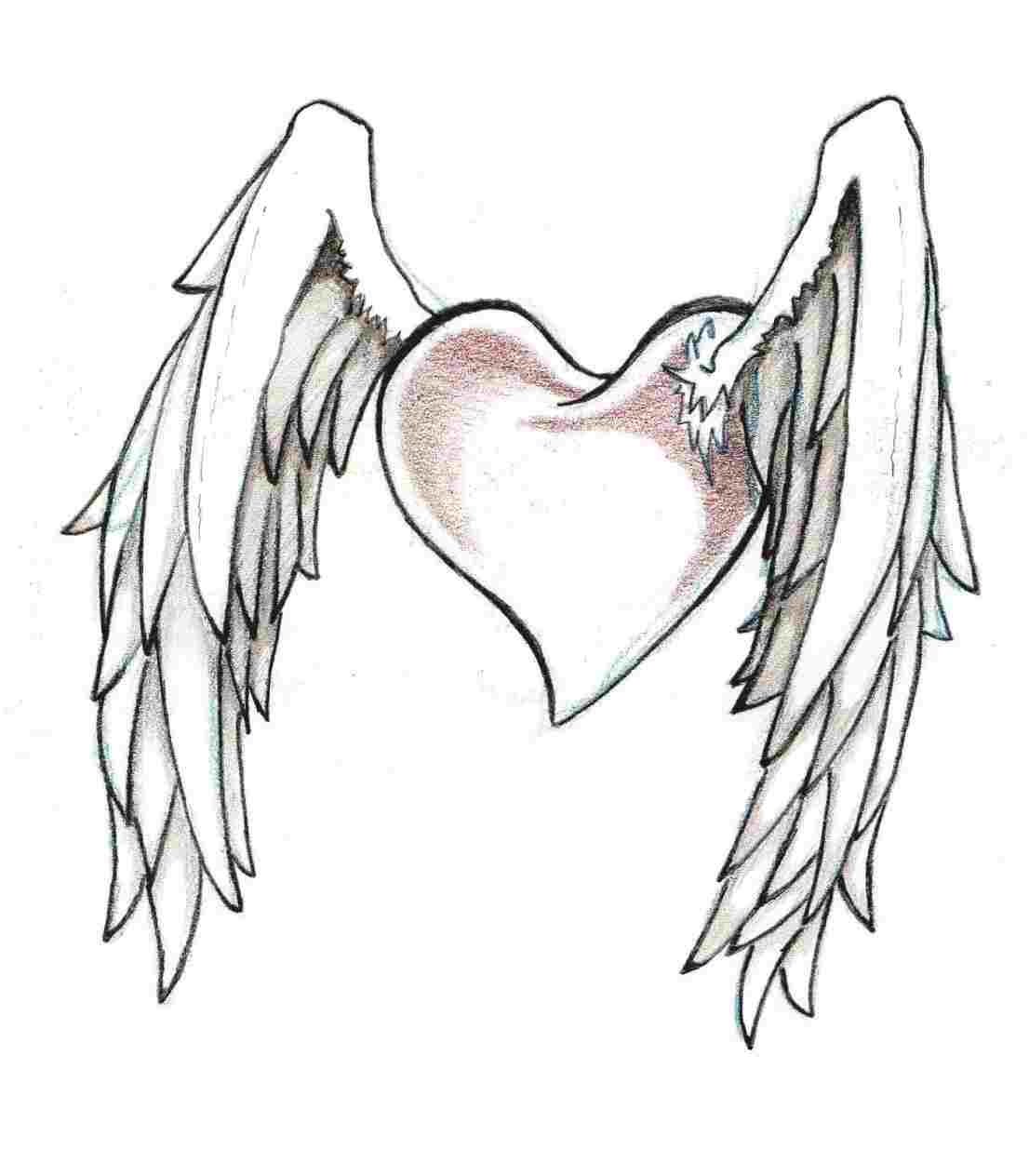 Heart With Angel Wings Drawings at Explore