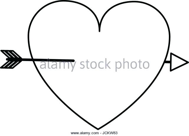 640x461 Coloring Pages To Print For Adults Flowers Heart And Arrow Drawing - Heart With Arrow Drawing
