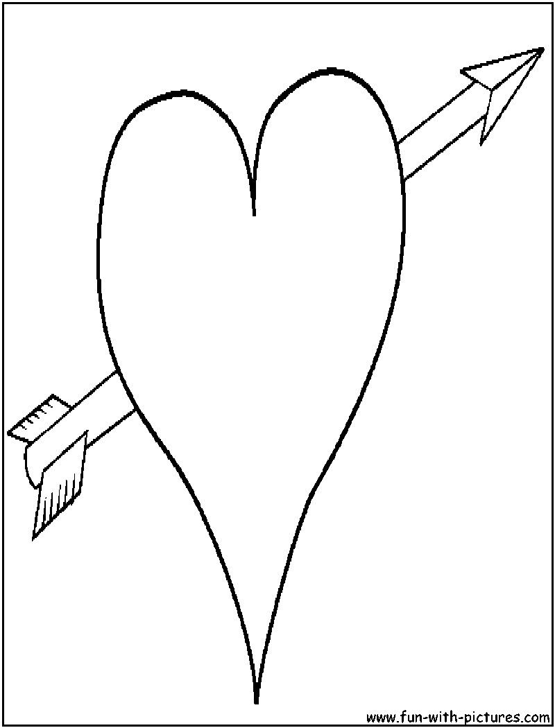 800x1050 Heart With Arrow Drawing Coloring Pages - Heart With Arrow Drawing