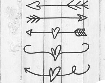 340x270 Heart Arrow Etsy - Heart With Arrow Drawing
