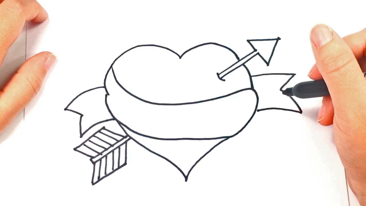 1280x720 How To Draw A Heart With Arrow - Heart With Arrow Drawing