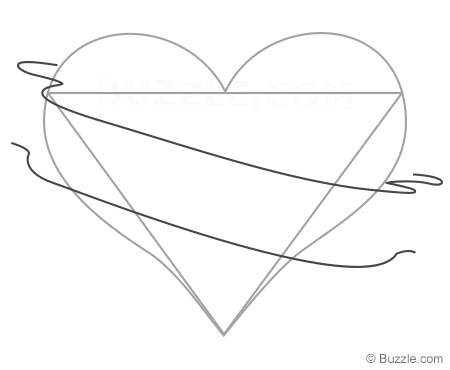 450x370 Easy Instructions To Draw A Heart - Heart With Banner Drawing