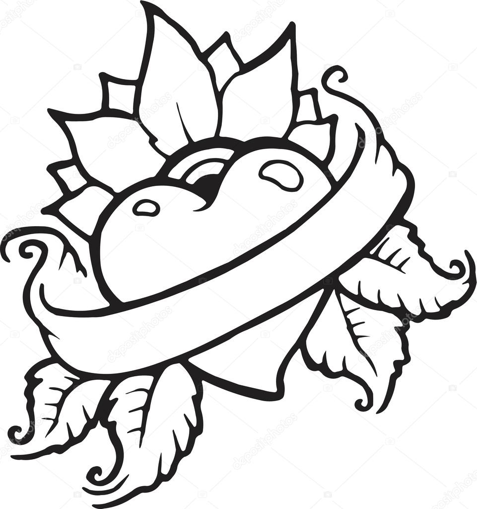 961x1024 Heart Banner Clipart Black And White Great Free Clipart - Heart With Banner Drawing