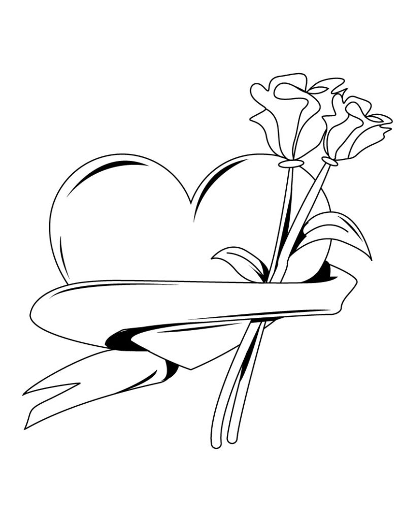 792x1024 Heart Coloring Pages Coloring Rocks! - Heart With Banner Drawing