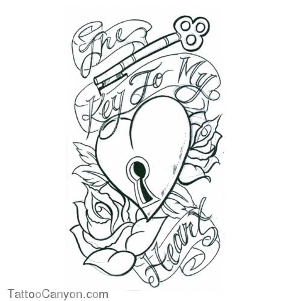 1024x1024 Heart With Banner And Rose Drawings - Heart With Banner Drawing