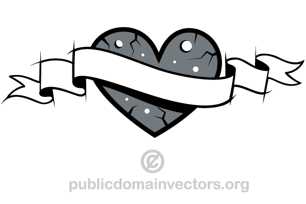 600x400 Love Heart With Banner Clip Art Free Vectors Ui Download - Heart With Banner Drawing