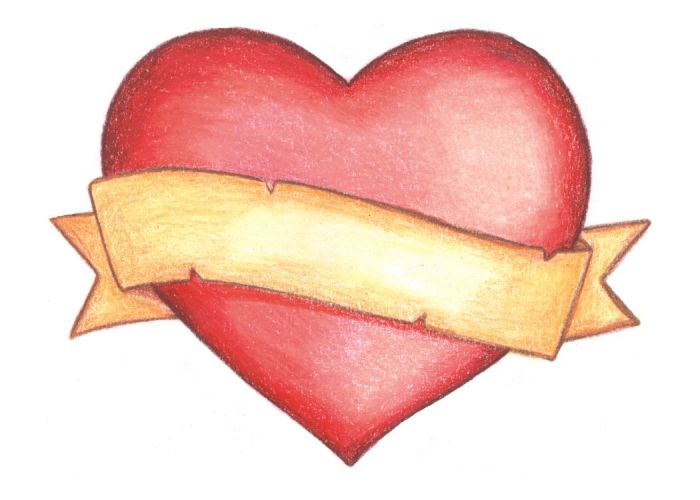 Heart With Banner Drawing at Explore collection of