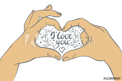 500x334 Hands Folded Heart With The Inscription I Love You Vector - Heart With Hands Drawing