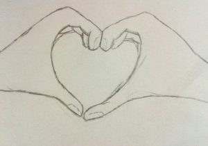 300x210 How To Draw Two Hands Making A Heart Easy How To Draw A Hand - Heart With Hands Drawing